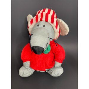 Vintage JS International Christmas Mouse 10" Plush Nylon Parachute Material
